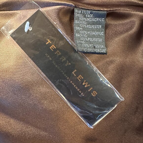 NWT - TERRY LEWIS Brown Faux Fur Turtleneck Poncho – OS - Picture 8 of 8